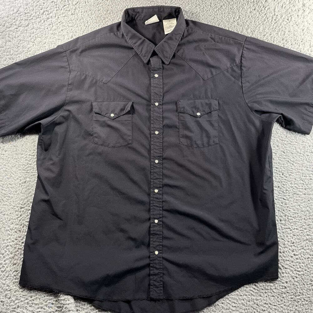 Western Frontier Mens 2XL Black Pearl Snap Short Sleeve Western Shirt